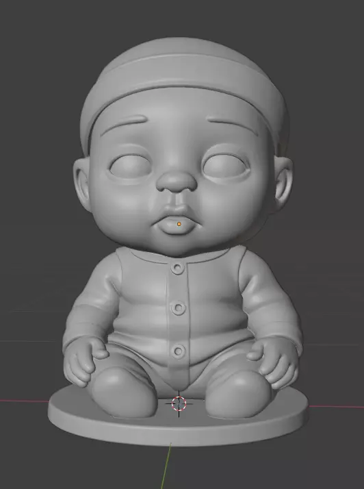 Realistic Chibi Style 3D Doll - Cute Baby with Blue Romper 3D print model_3