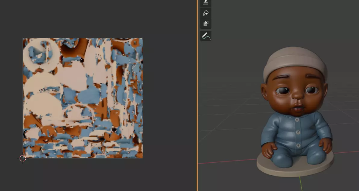 Realistic Chibi Style 3D Doll - Cute Baby with Blue Romper 3D print model_4