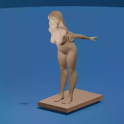 Toon Girl in Bikini Ready to Dive