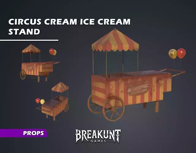 Circus ice cream stand - 3d Model Low-poly 3D model