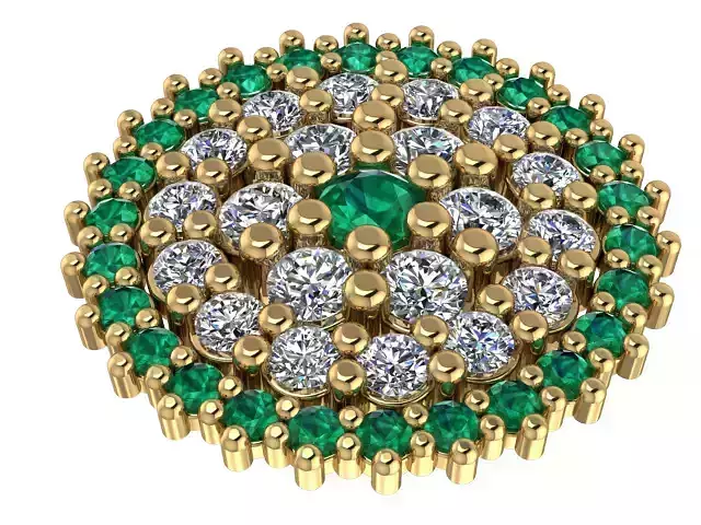 Luxury Ring Head with Diamonds and Emeralds for Printing