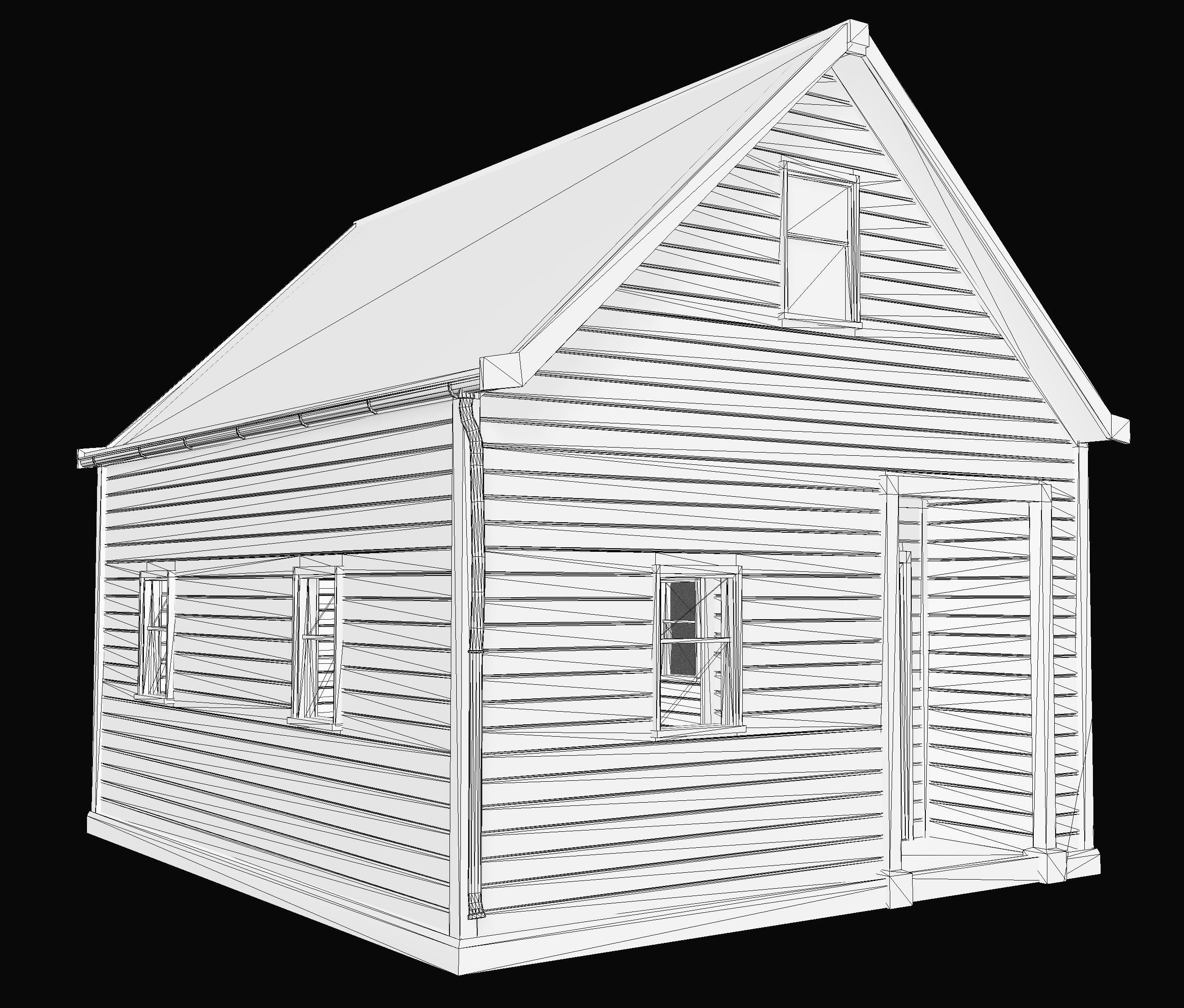 Boston House 03 - Enterable Low-poly 3D model_7