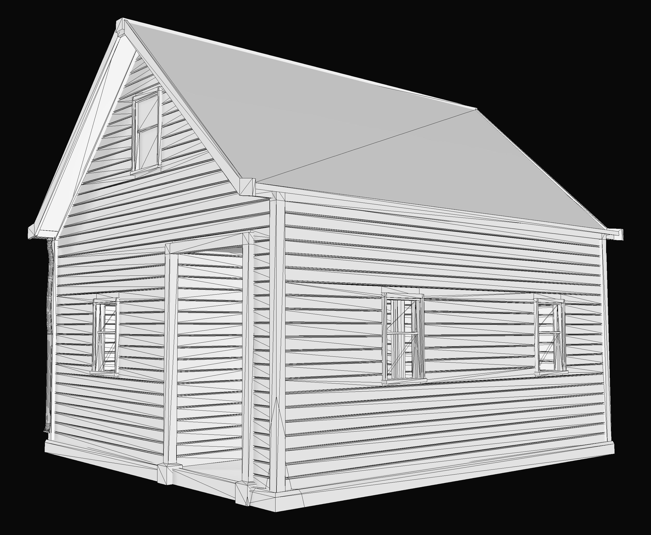 Boston House 03 - Enterable Low-poly 3D model_8