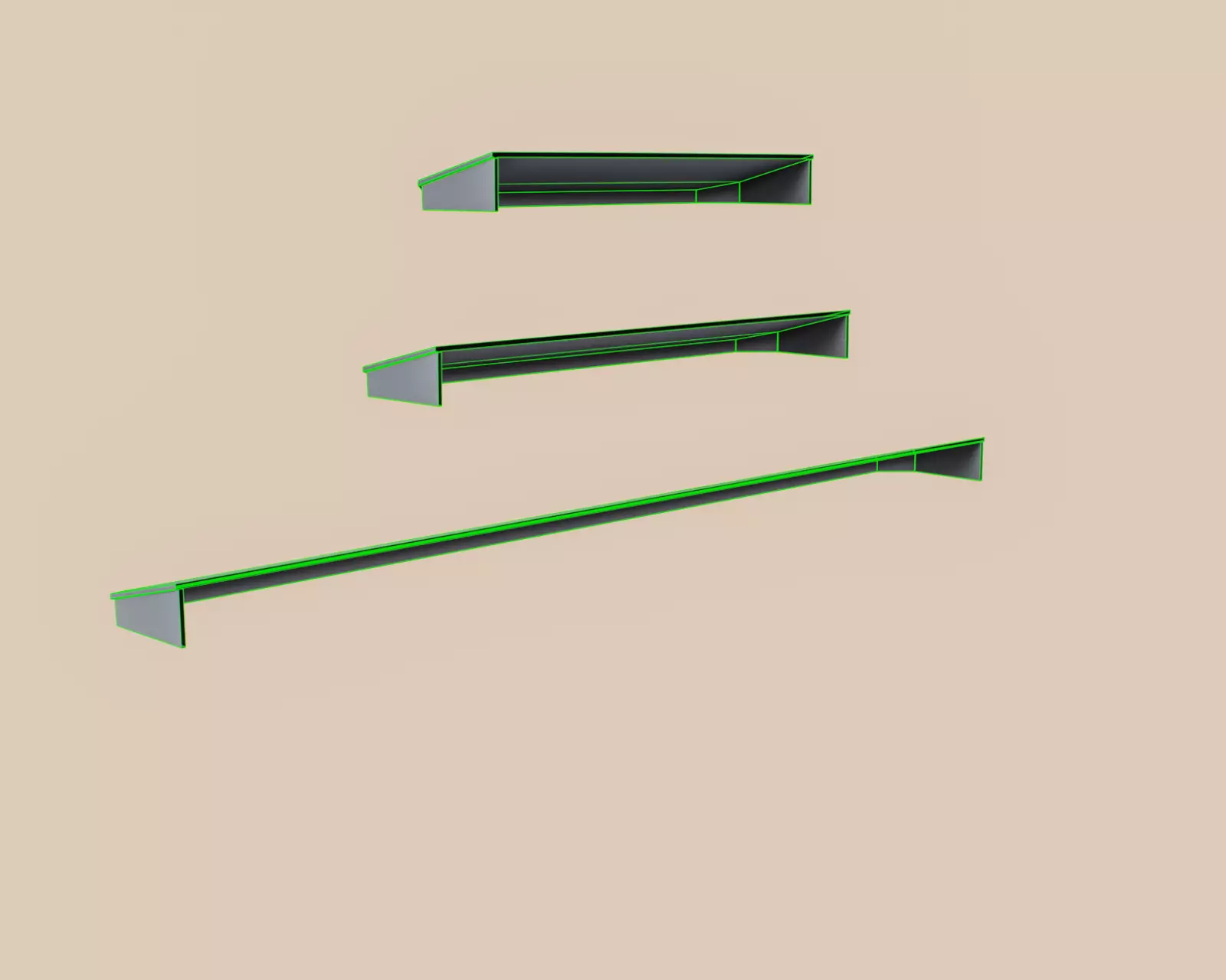 Exterior Awning Type F Set of 3 Low-poly 3D model_16