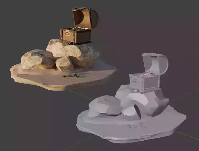 Treasure Chest on Rocky Base RPG Fantasy Terrain Miniature 