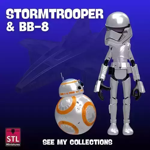 Funny Space Duo STL Comic Style Trooper and bb8 3D print model