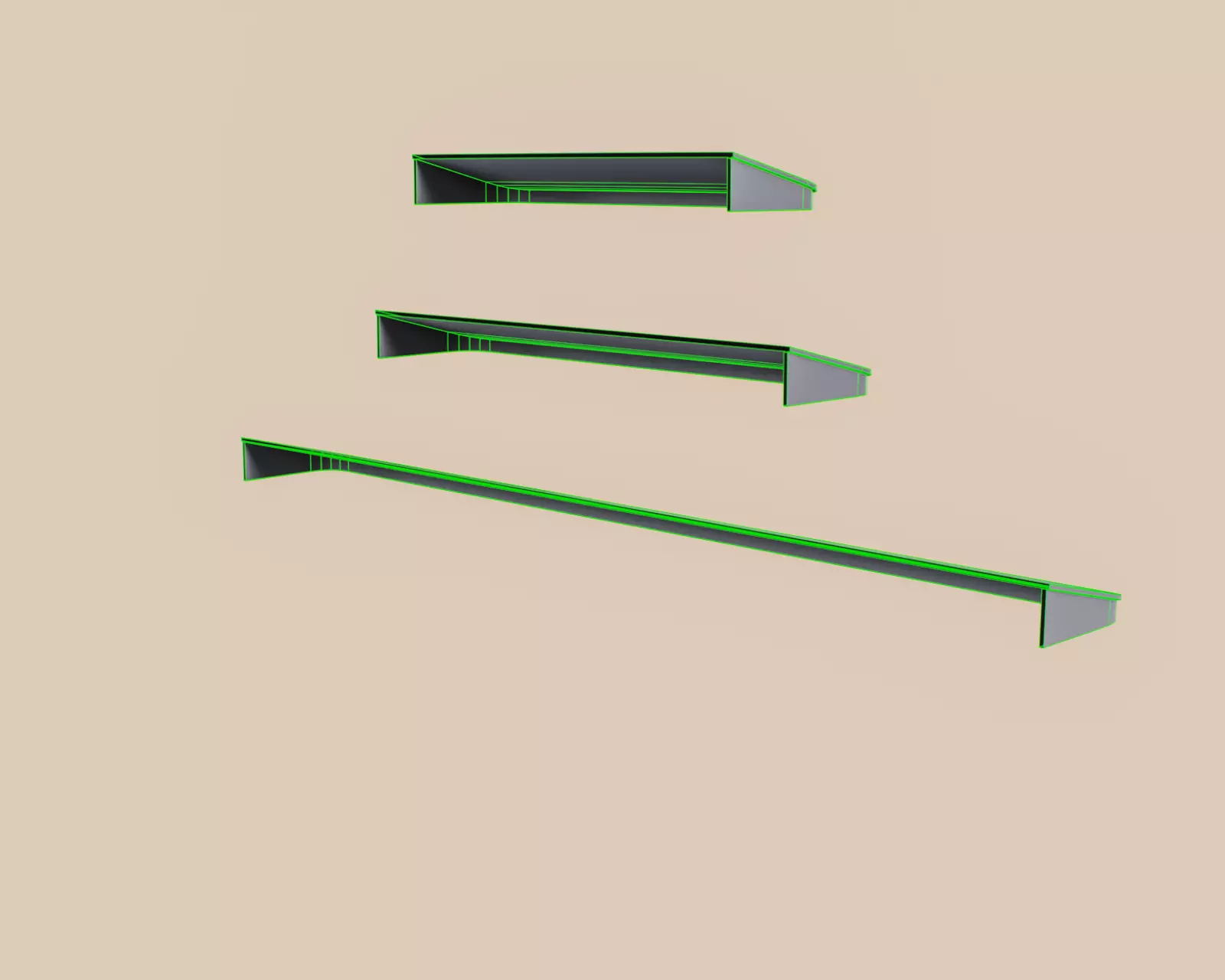 Exterior Awning Type G Set of 3 Low-poly 3D model_14