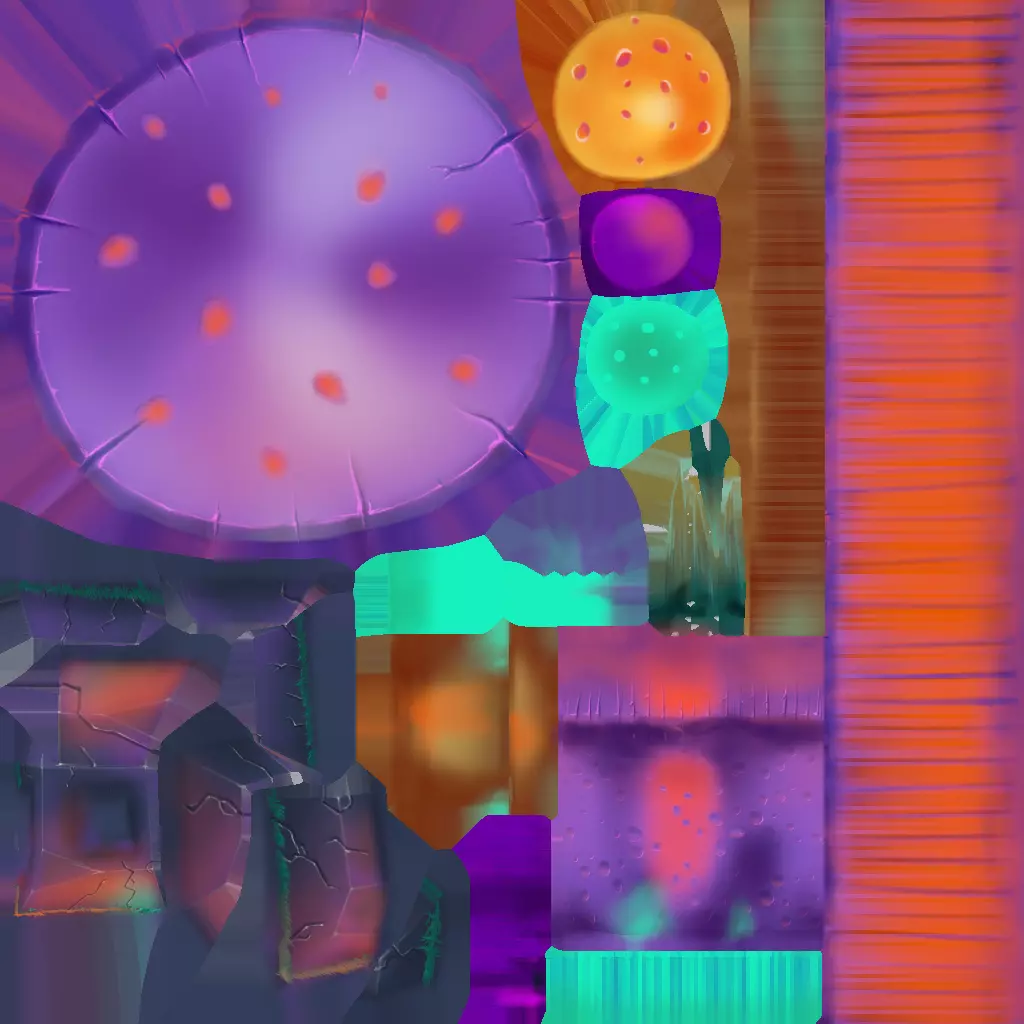 Mushrooms huts Low-poly 3D model_1