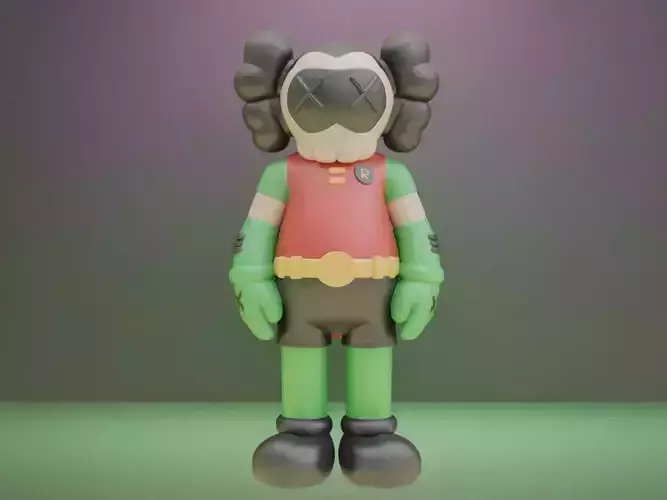 Kaws x Robin Collectible Art Toy Low-poly 3D model
