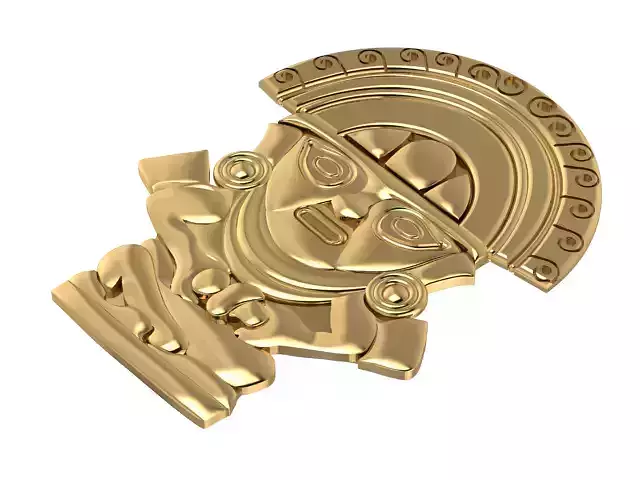 Mayan Sculpture Pendant in Gold  3D Jewelry Model 3D print model