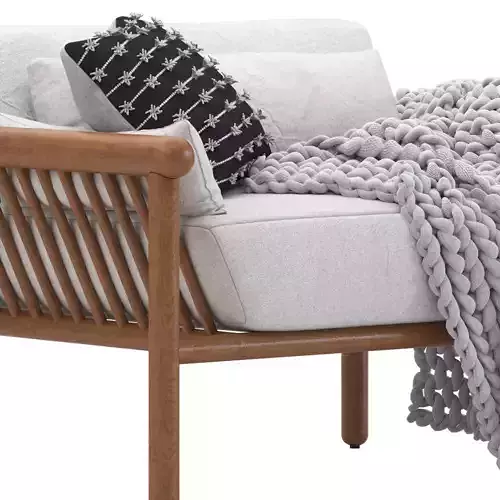 CB2 Bonelli Teak Outdoor Lounge Chair 3D model 5