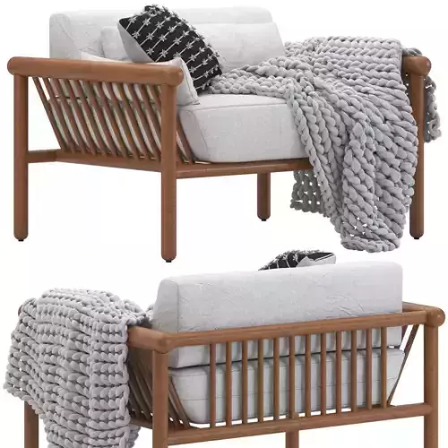 CB2 Bonelli Teak Outdoor Lounge Chair 3D model