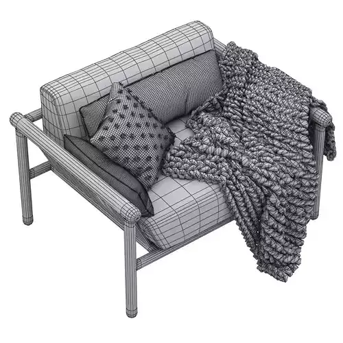 CB2 Bonelli Teak Outdoor Lounge Chair 3D model 6