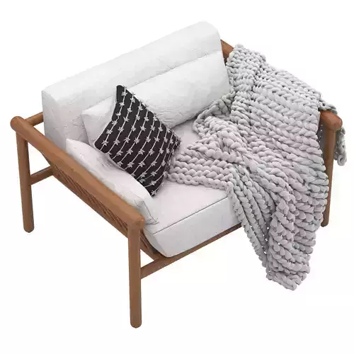 CB2 Bonelli Teak Outdoor Lounge Chair 3D model 4