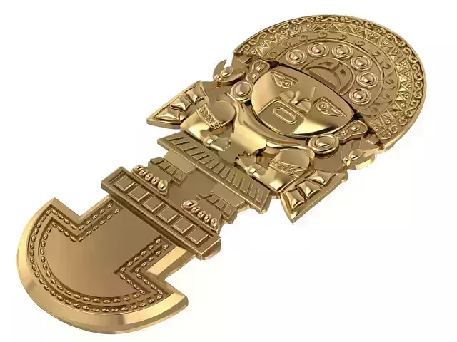Ceremonial Mayan Pendant  3D Model for Jewelry 3D print model