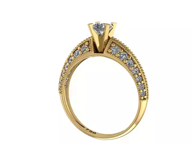 V-Shaped Solitaire Ring with Diamonds  3D Jewelry Model 3D print model