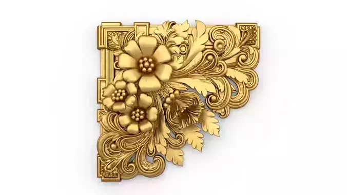 Classic carved corner decor ornament cnc 3d printing stl 01