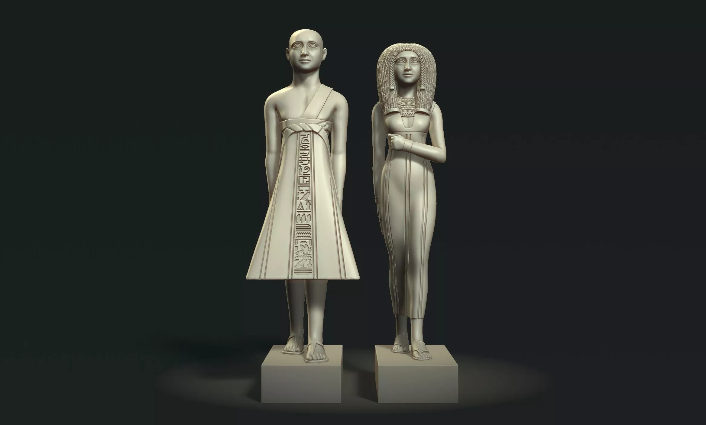 Egyptian Priest Amenhotep and Wife Rana 3D Printable Model 3D print model