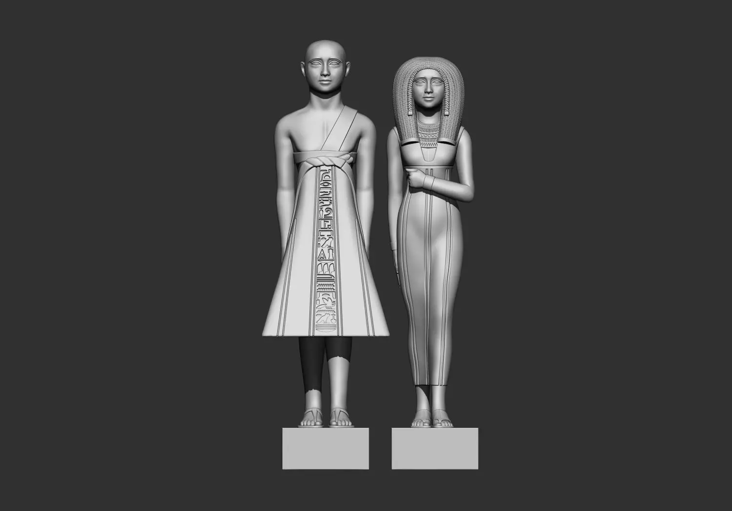 Egyptian  Priest Amenhotep and Wife Rana 3D Printable Model 3D print model_1