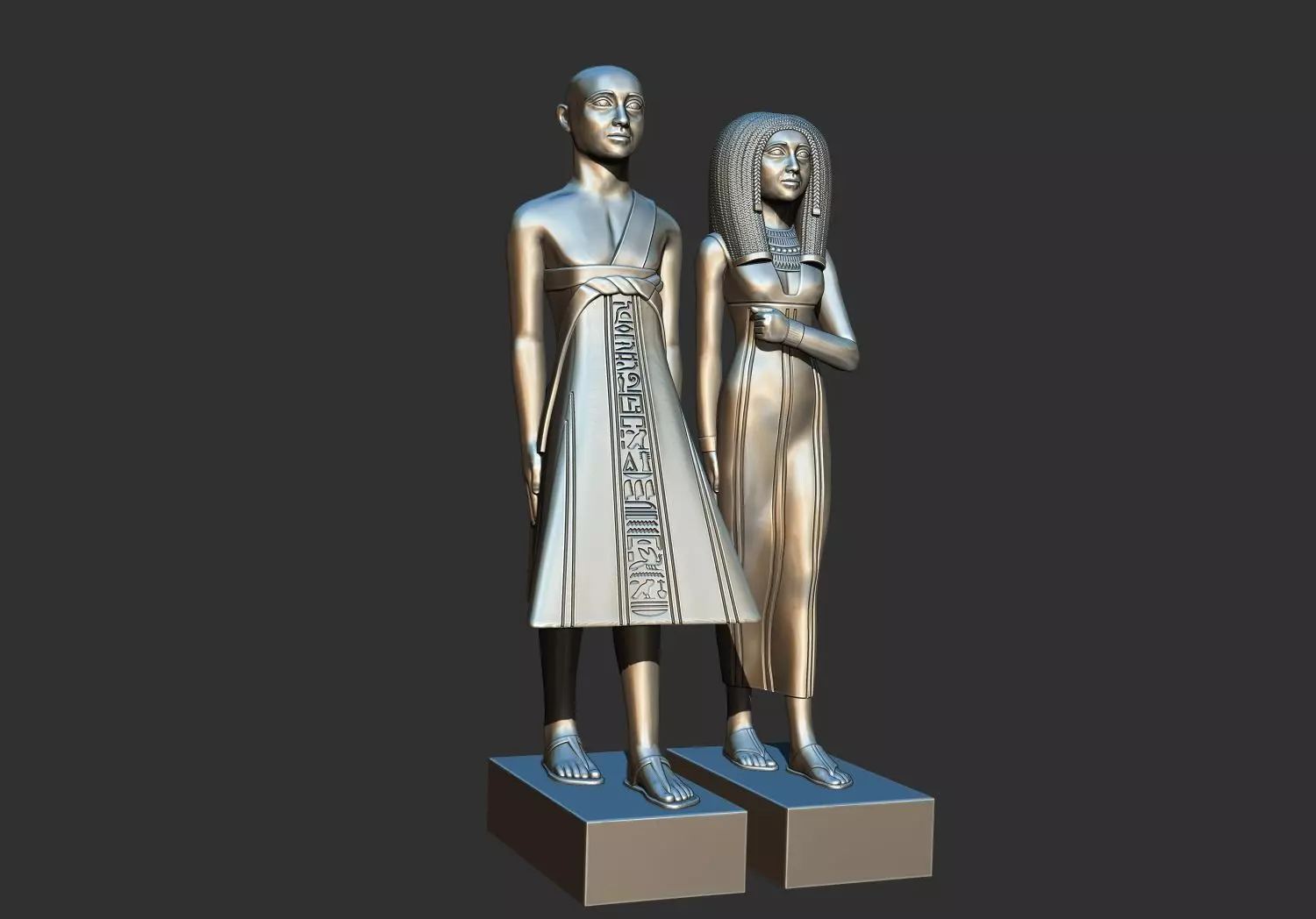 Egyptian  Priest Amenhotep and Wife Rana 3D Printable Model 3D print model_2