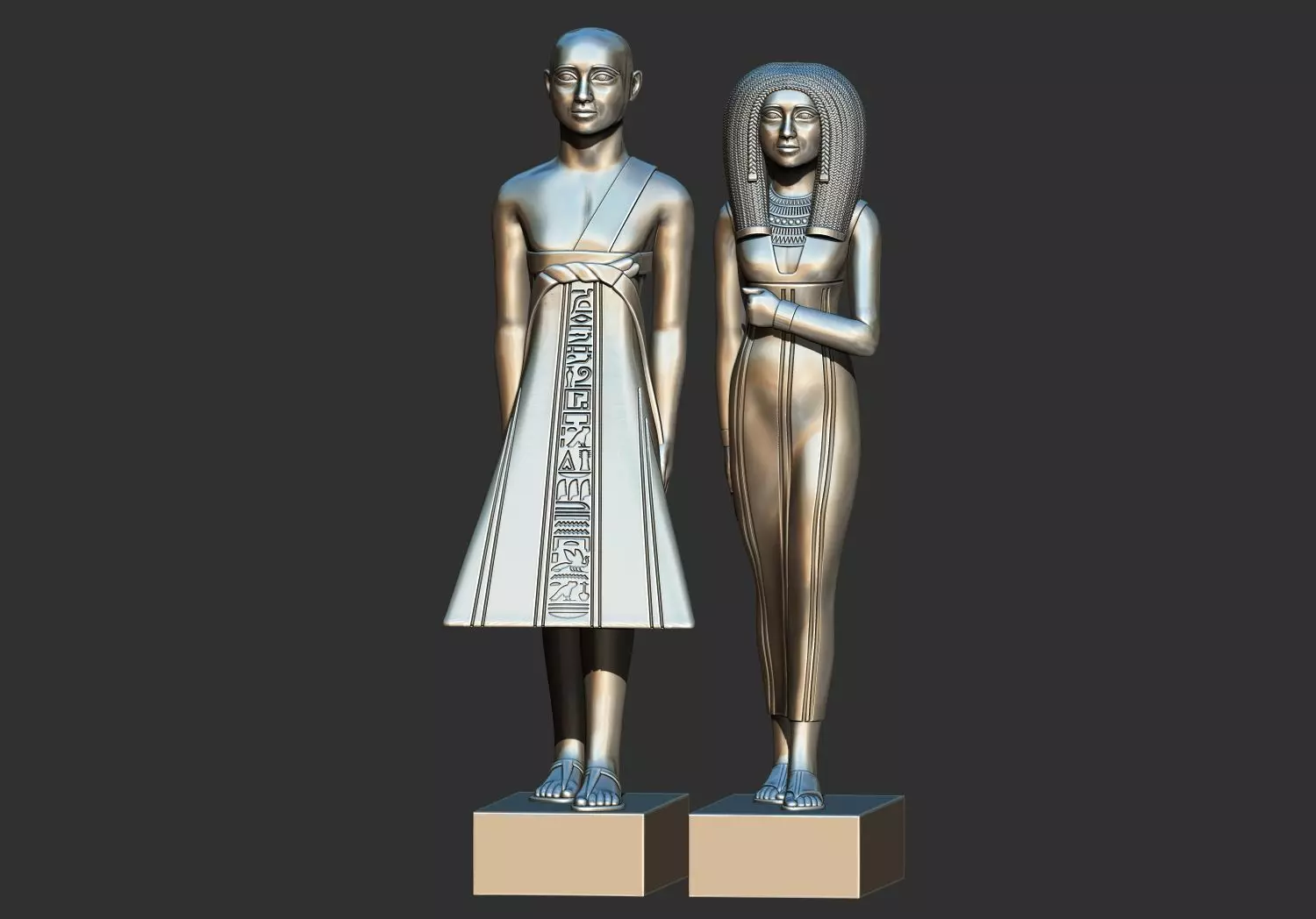 Egyptian  Priest Amenhotep and Wife Rana 3D Printable Model 3D print model_0