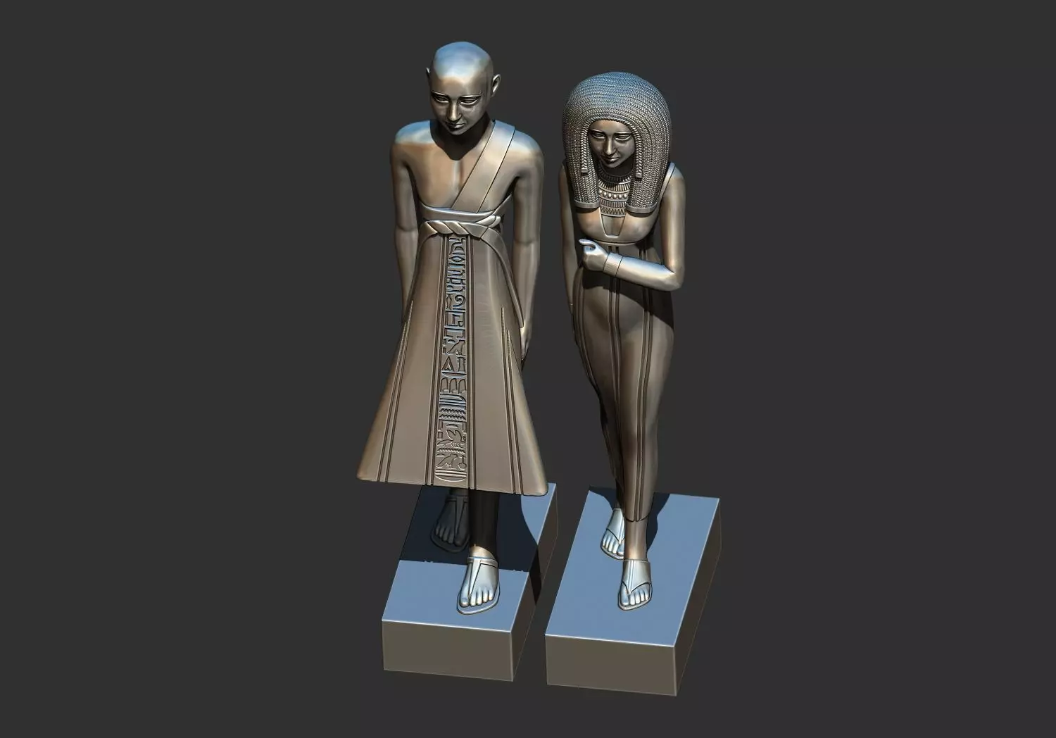 Egyptian  Priest Amenhotep and Wife Rana 3D Printable Model 3D print model_4