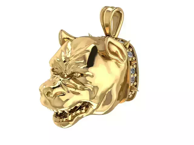 Pit Bull Dog Head Jewelry  Tough and Refined 3D print model