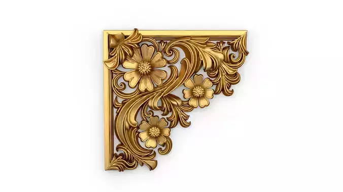 Classic carved corner decor ornament cnc 3d printing stl 02