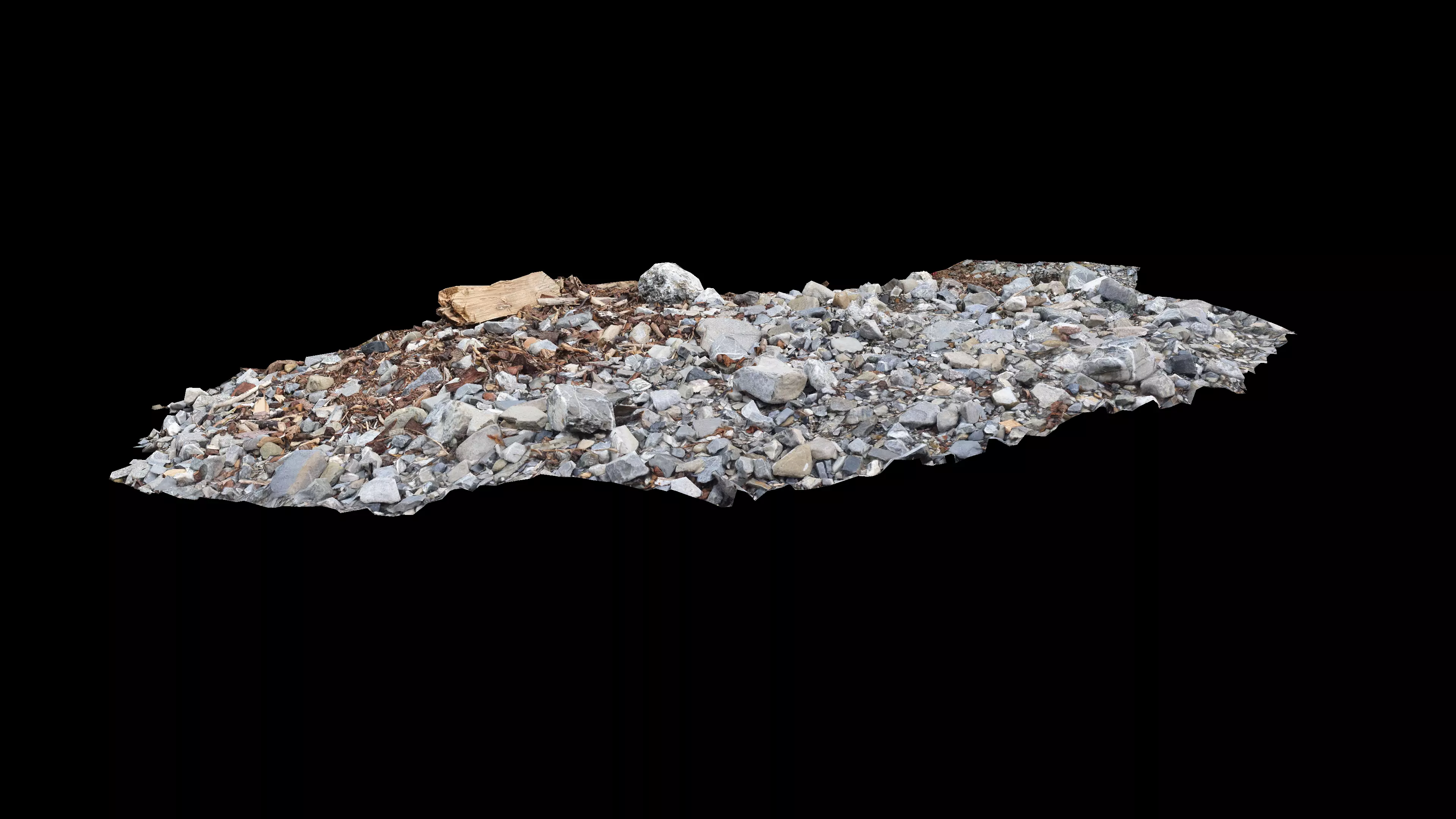 River bank with driftwood debris Low-poly 3D model_9