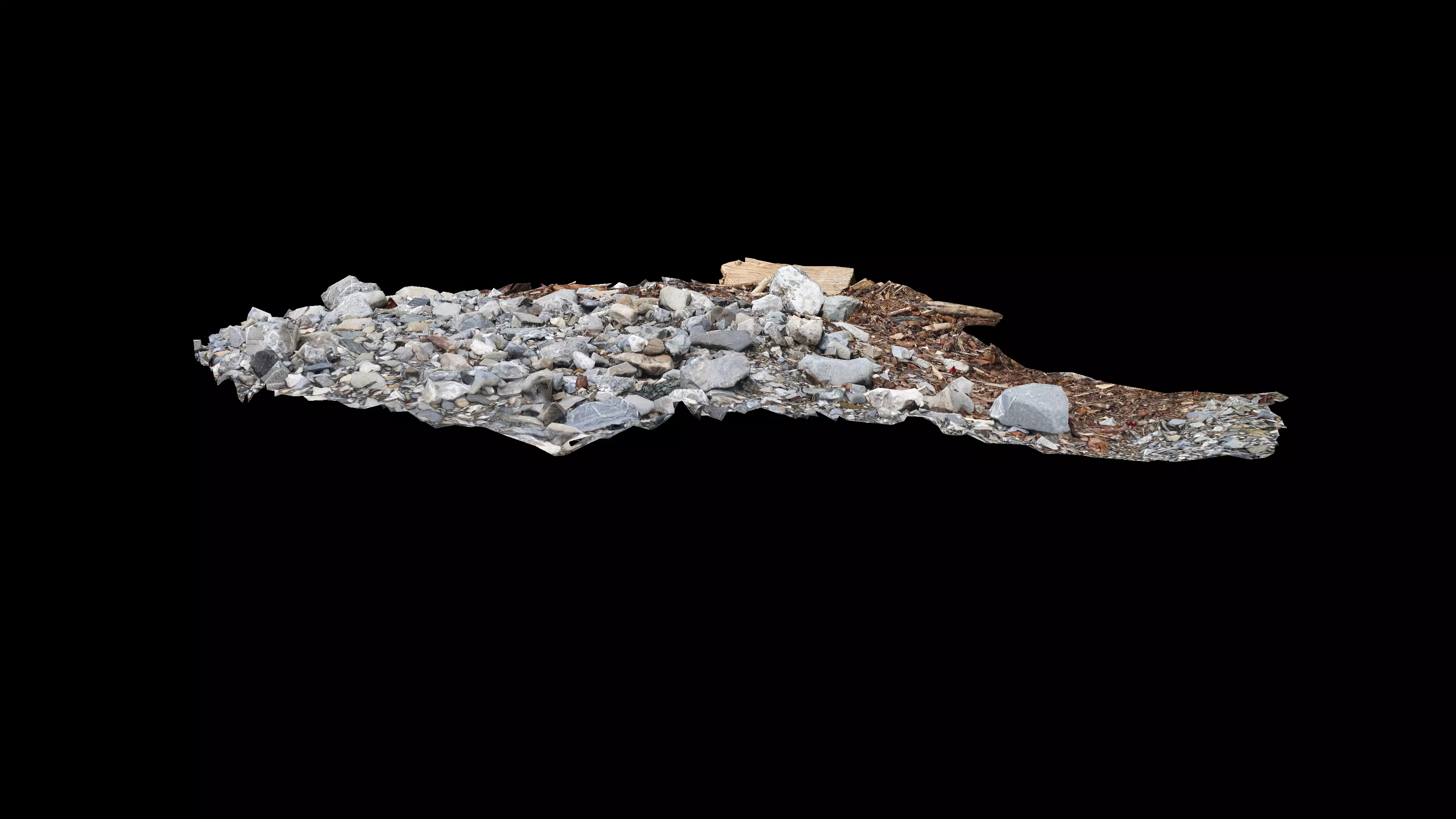 River bank with driftwood debris Low-poly 3D model_12