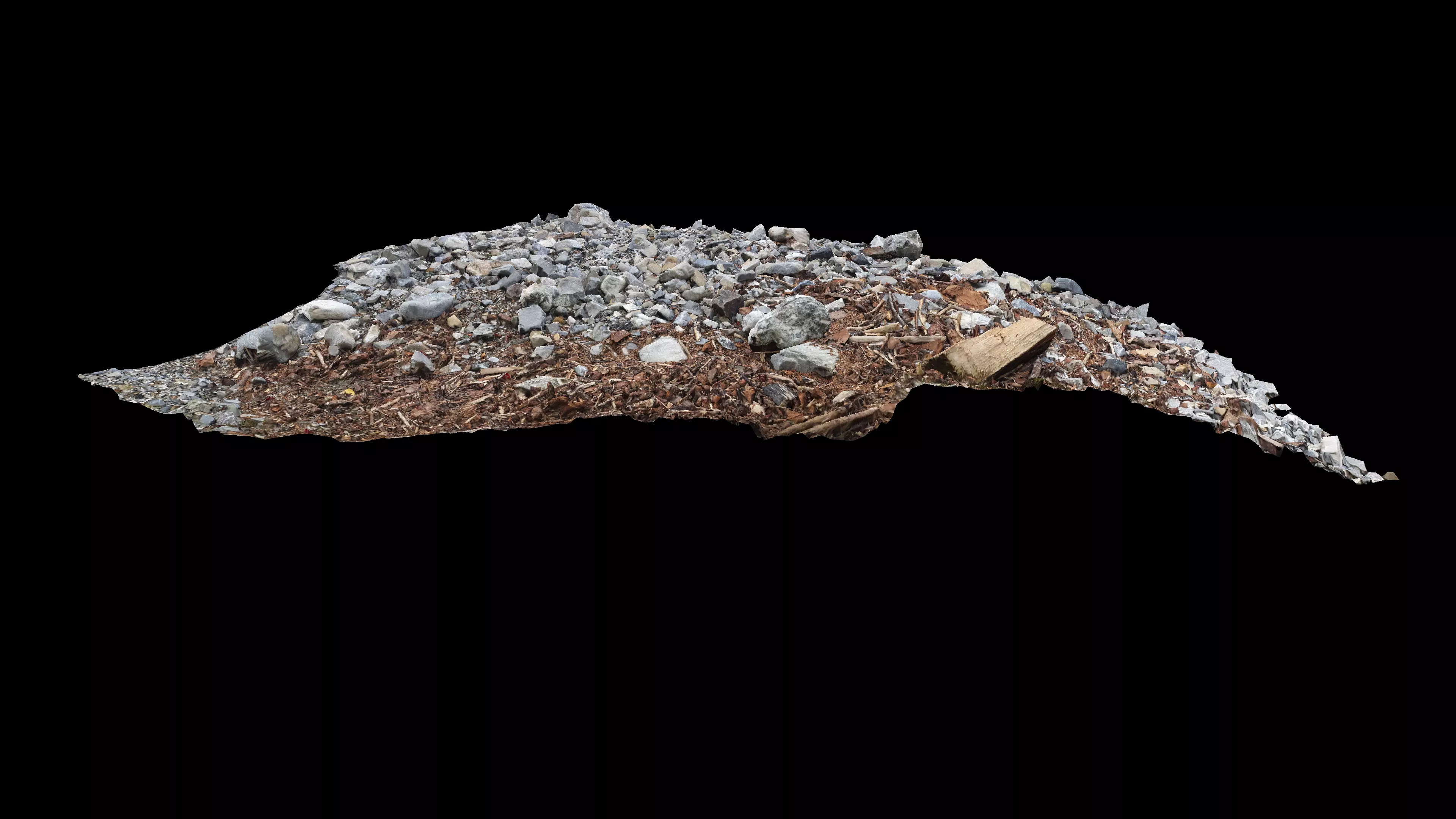 River bank with driftwood debris Low-poly 3D model_15