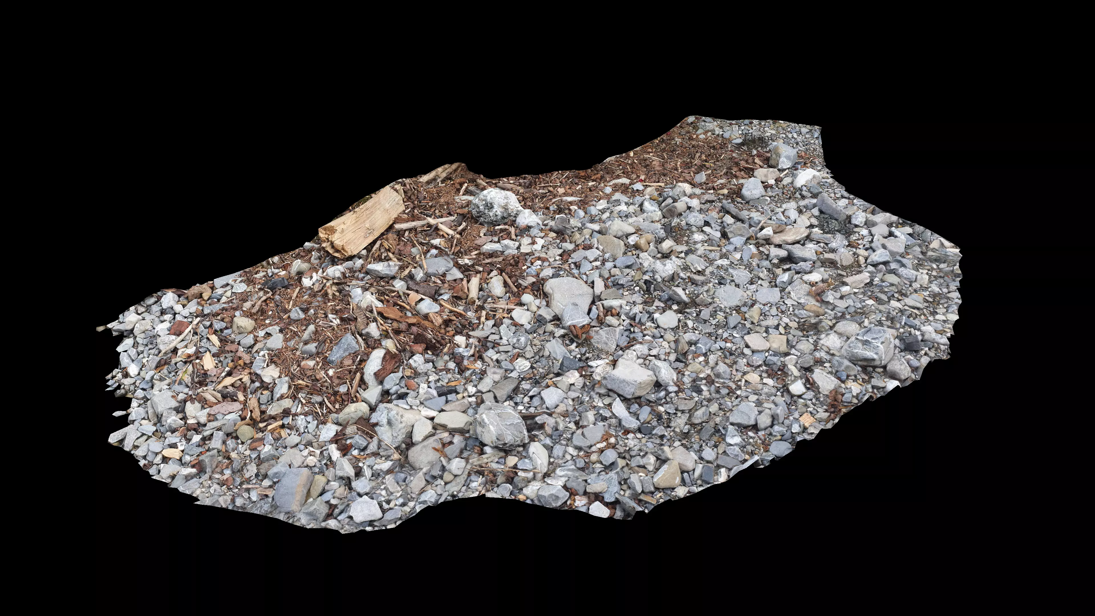 River bank with driftwood debris Low-poly 3D model_8