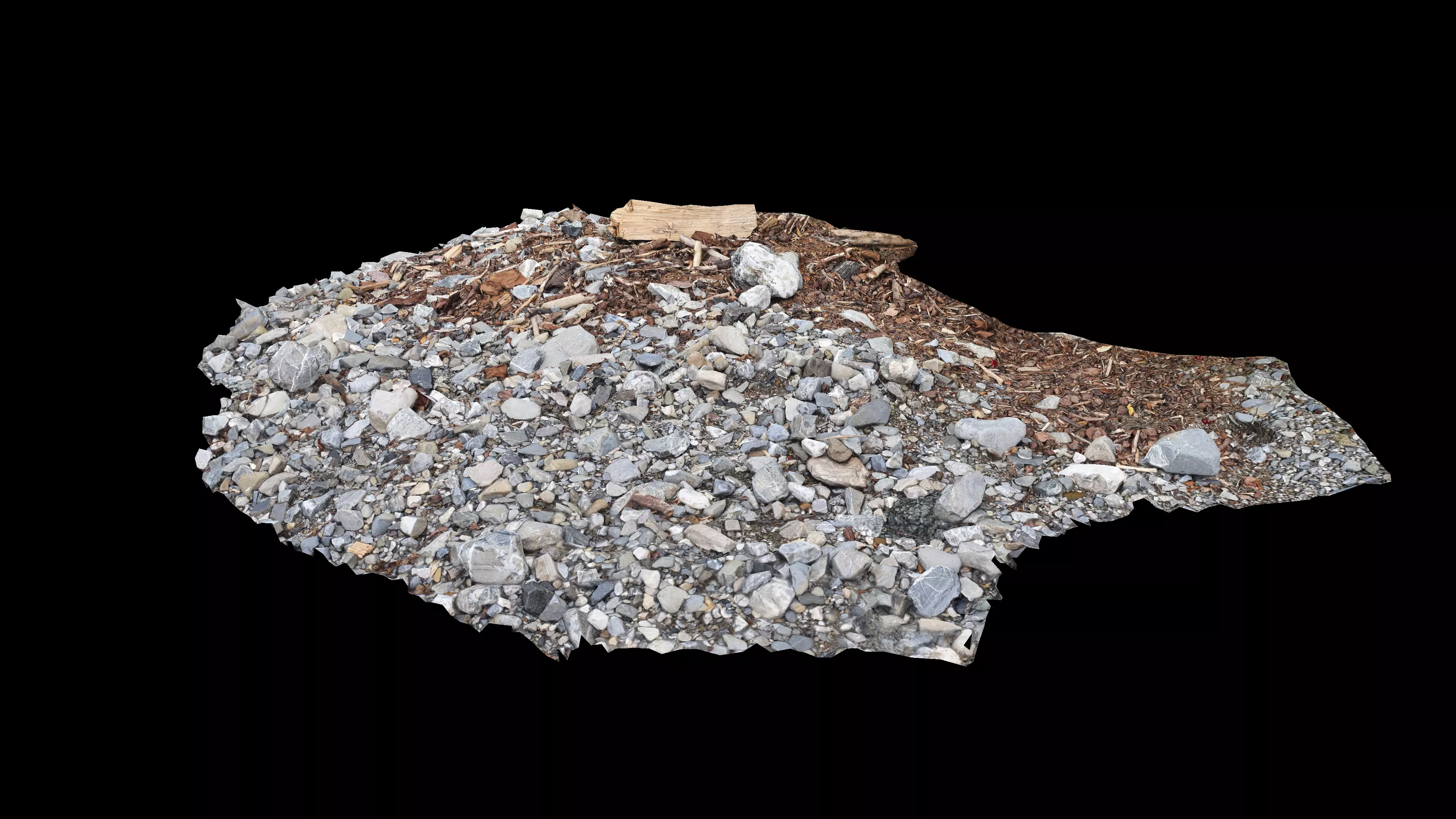 River bank with driftwood debris Low-poly 3D model_11