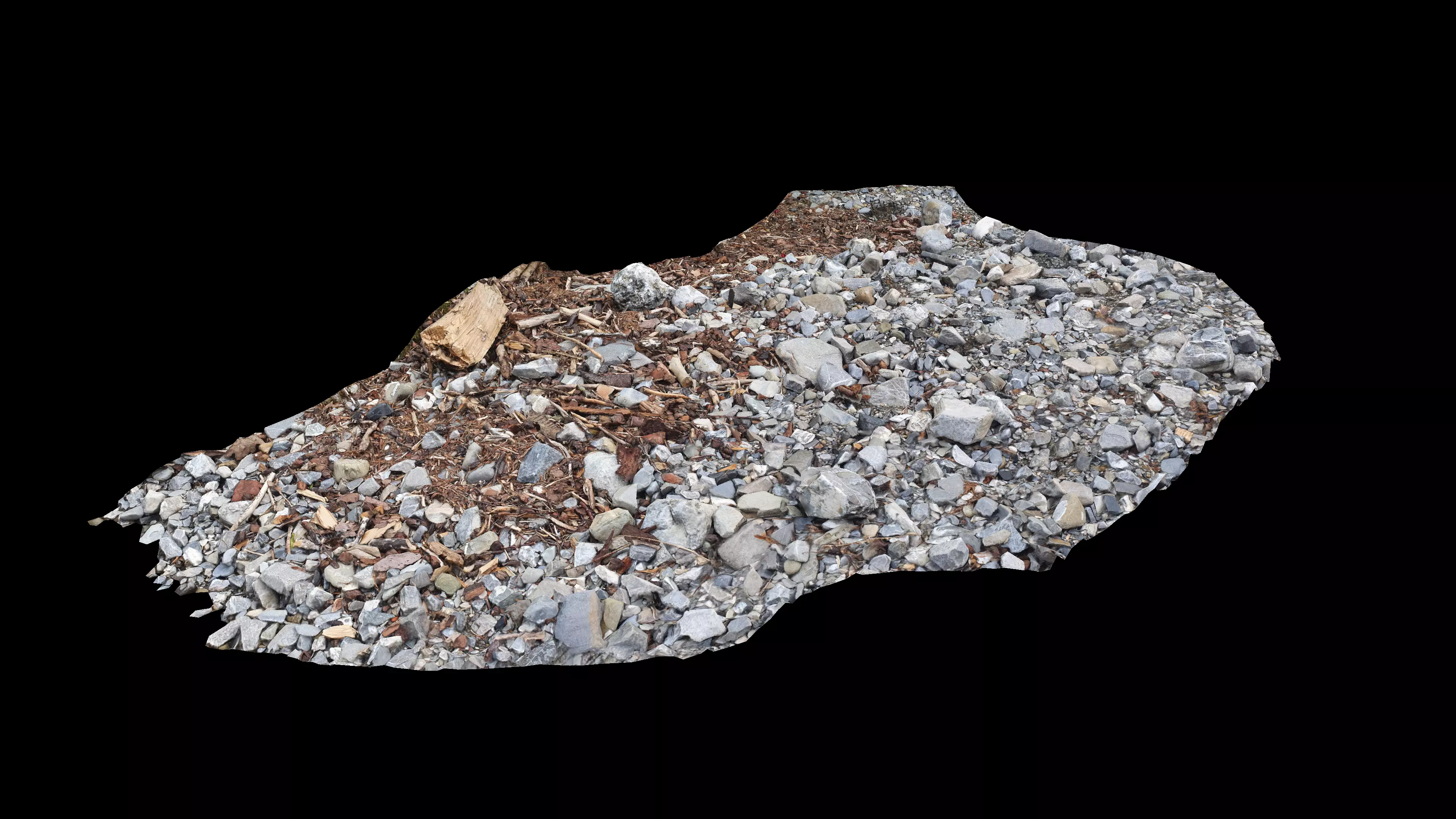 River bank with driftwood debris Low-poly 3D model_3
