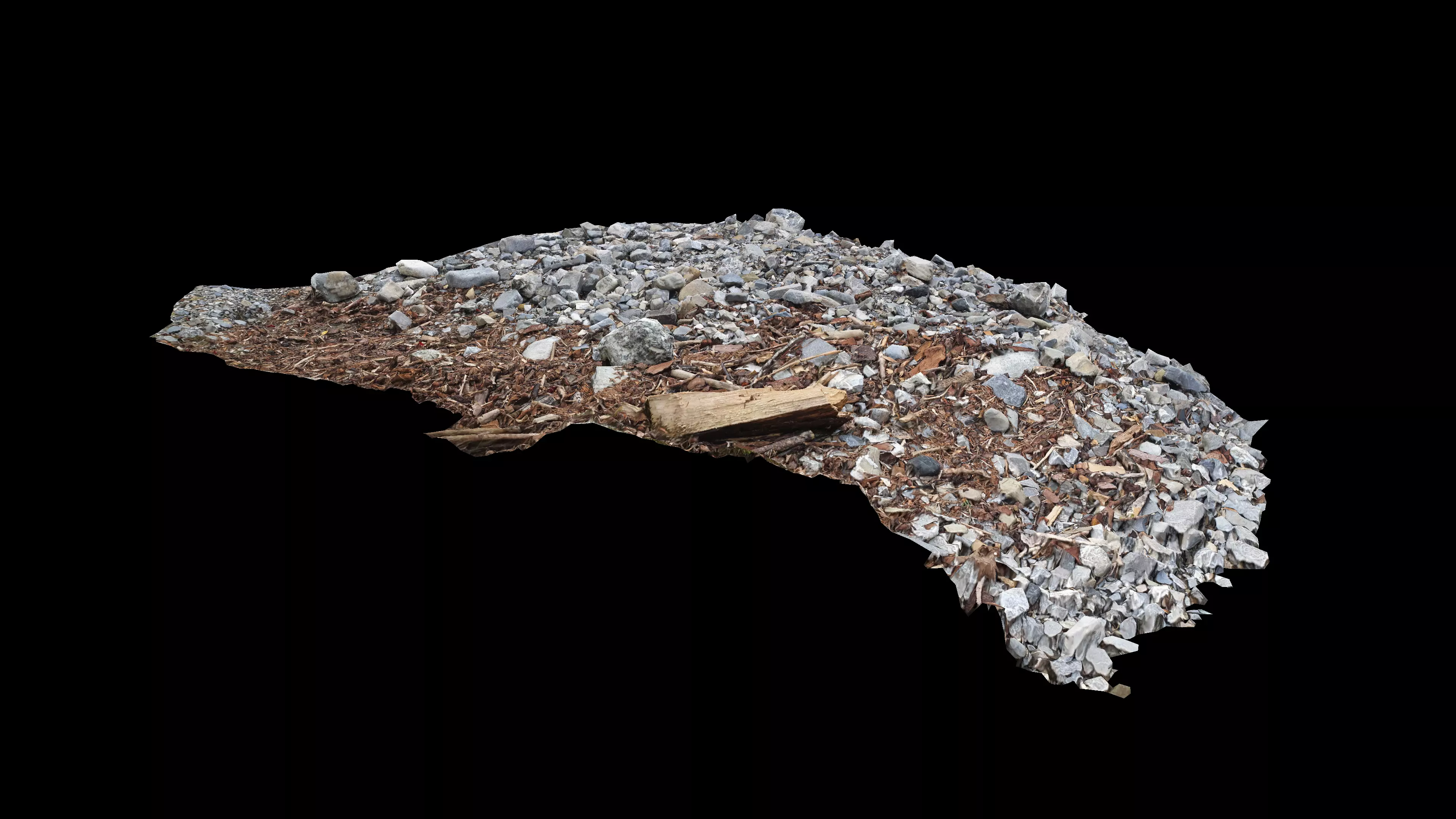 River bank with driftwood debris Low-poly 3D model_5