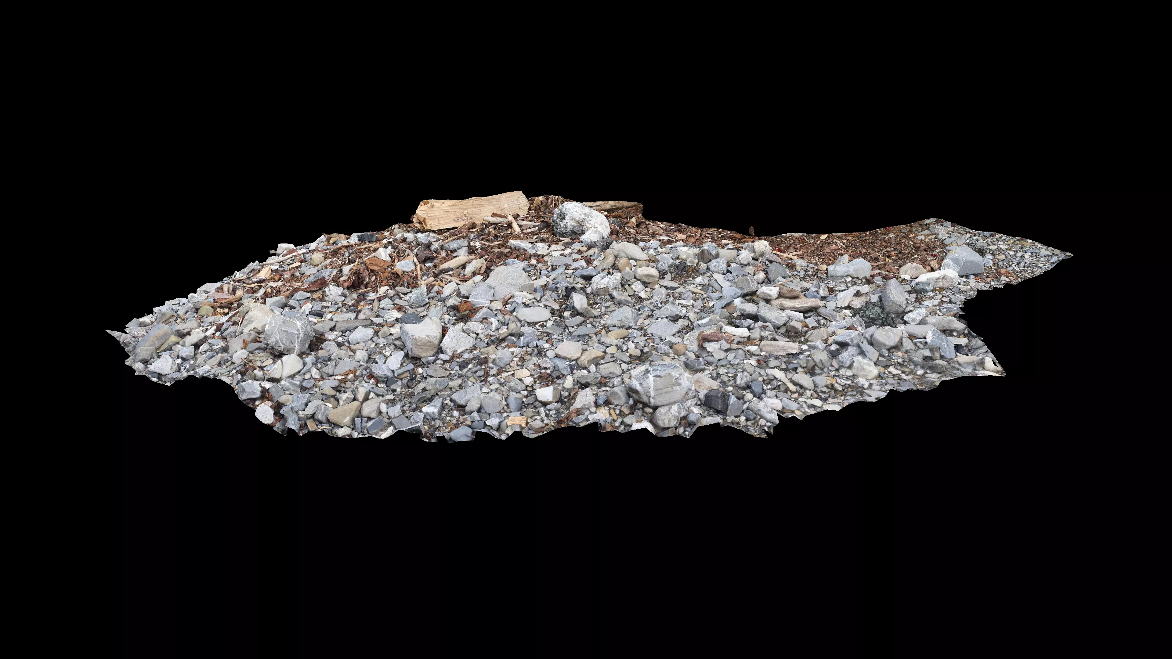 River bank with driftwood debris Low-poly 3D model_10
