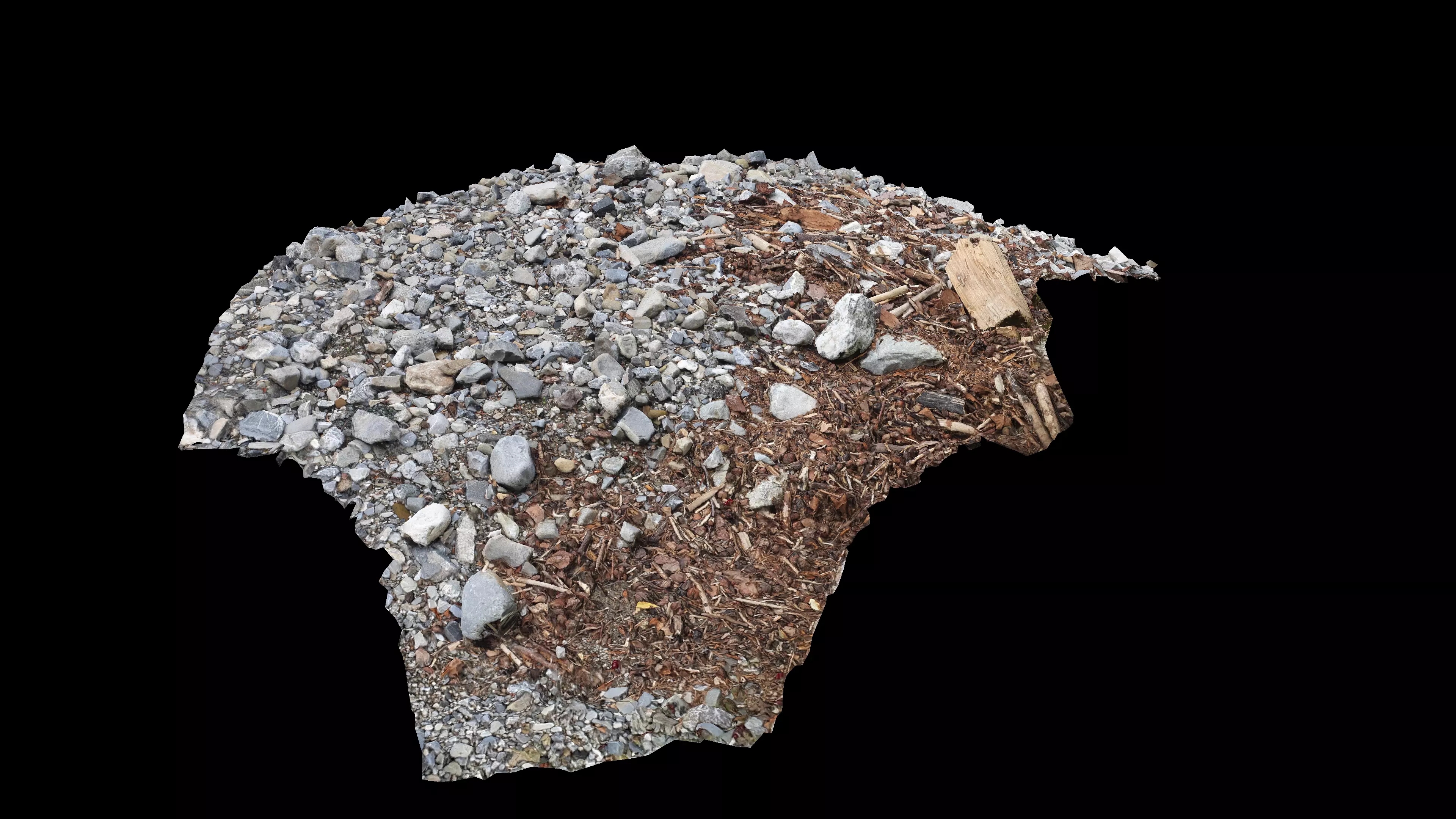 River bank with driftwood debris Low-poly 3D model_14