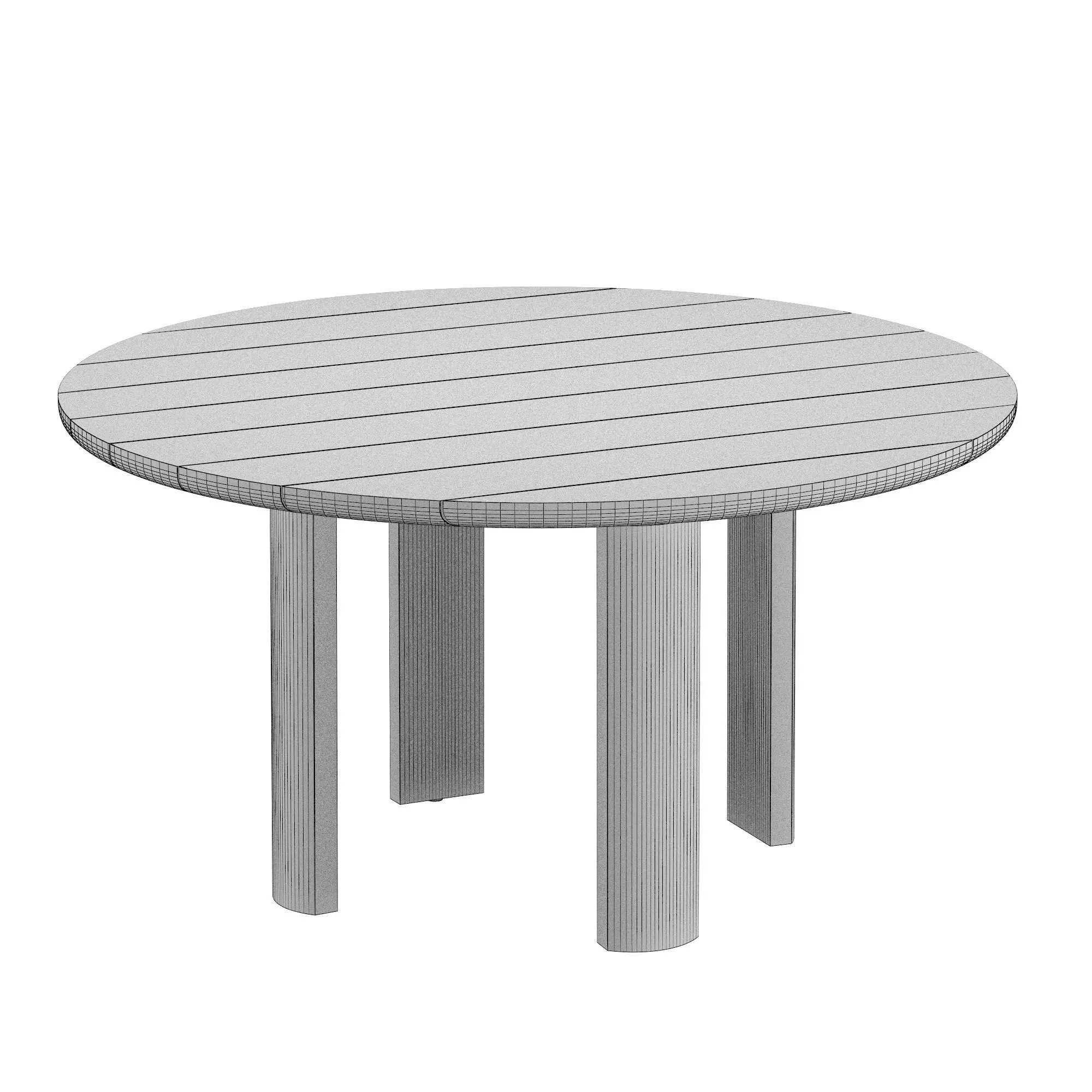 Lagos Teak Round Dining Table 3D model_4