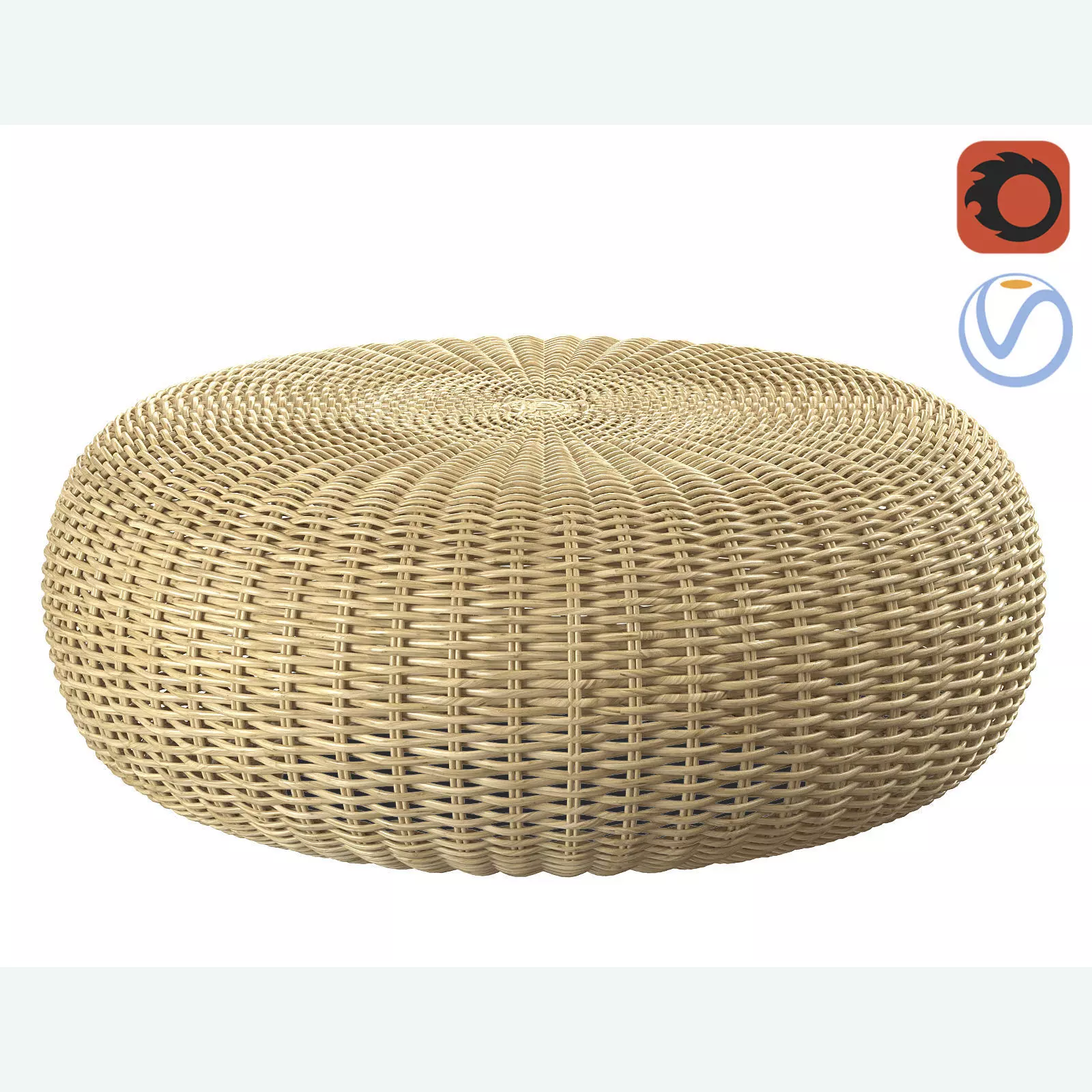 California beige round pouf 3D model_0