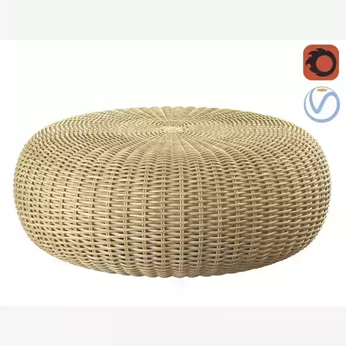 California beige round pouf 3D model