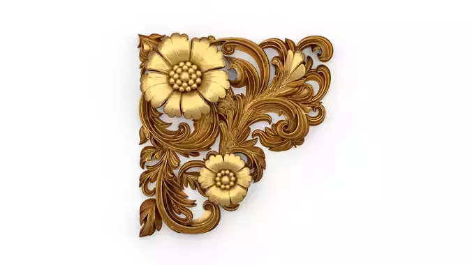 Classic carved corner decor ornament cnc 3d printing stl 03