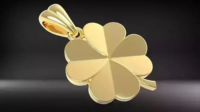 Lucky 4 Leaf Clover Charm necklace pendant Jewelry 3D print model