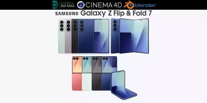 Samsung Galaxy Z Flip and Fold 7 All colors 3D model