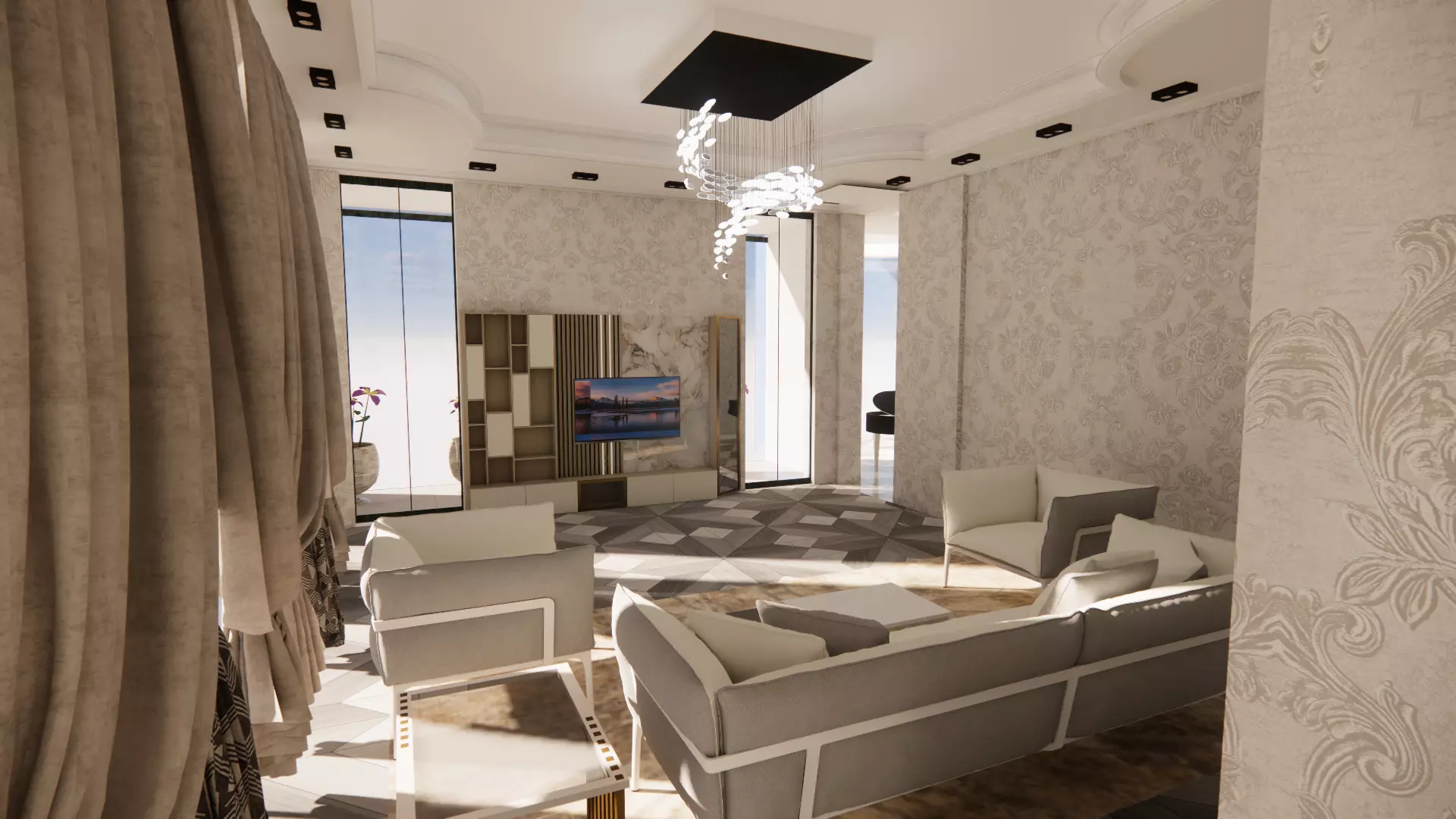 Modern villa 3D model_0