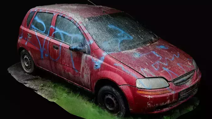car vandalized street wreck PBR photogrammetry