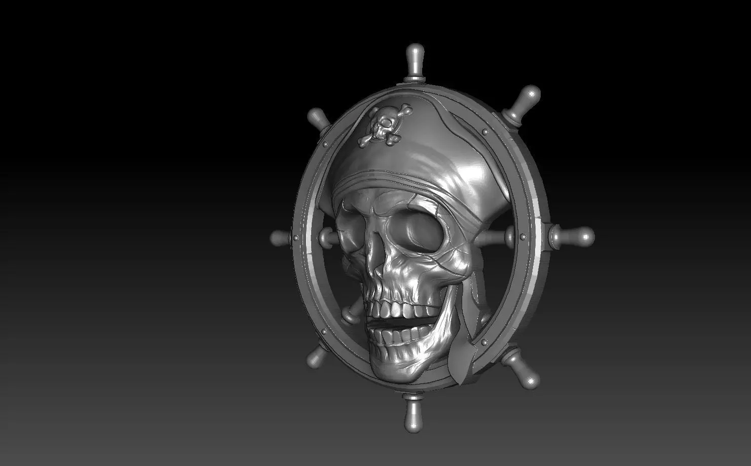 Pirate skull pendant 3D print model_5