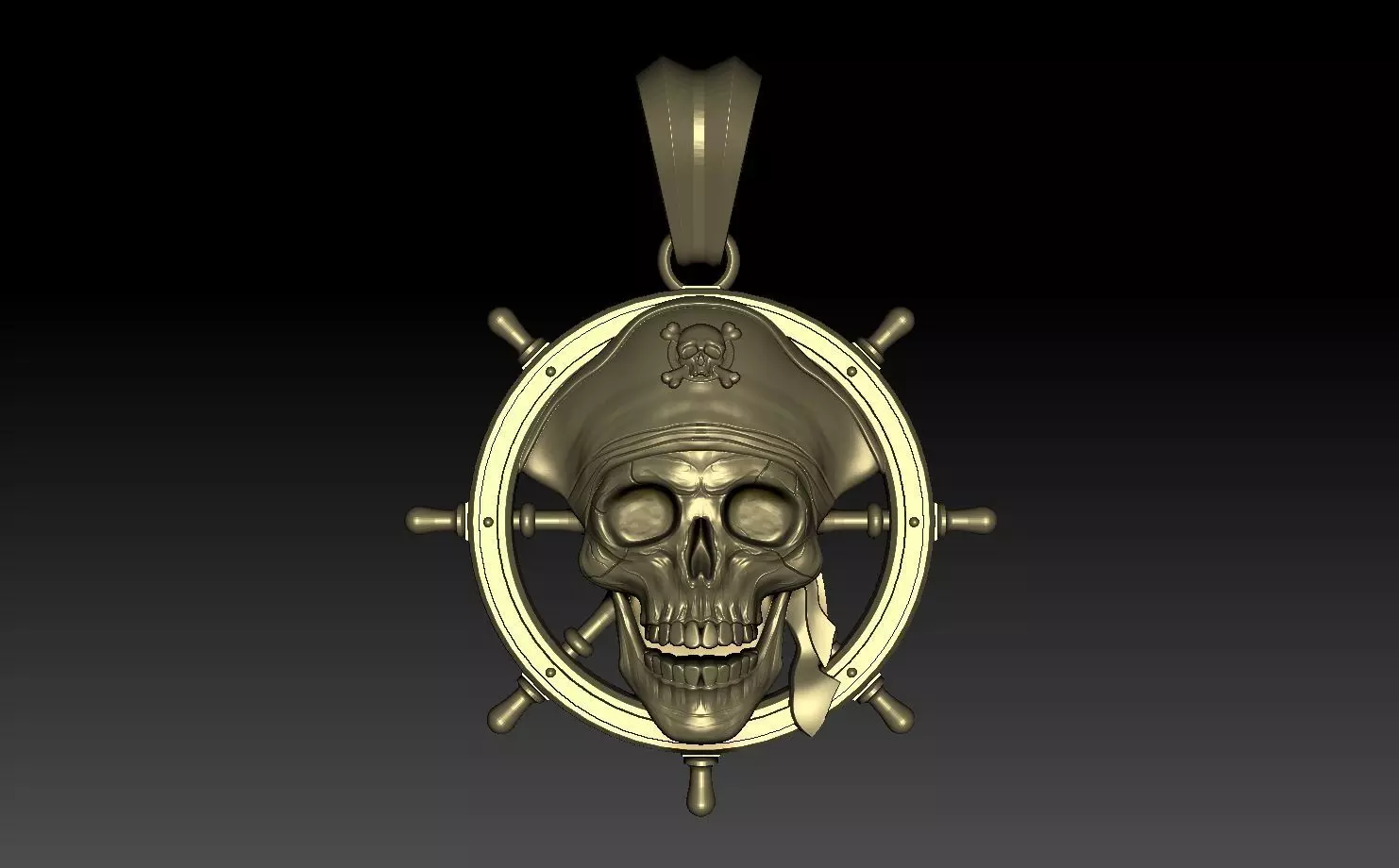 Pirate skull pendant 3D print model_0