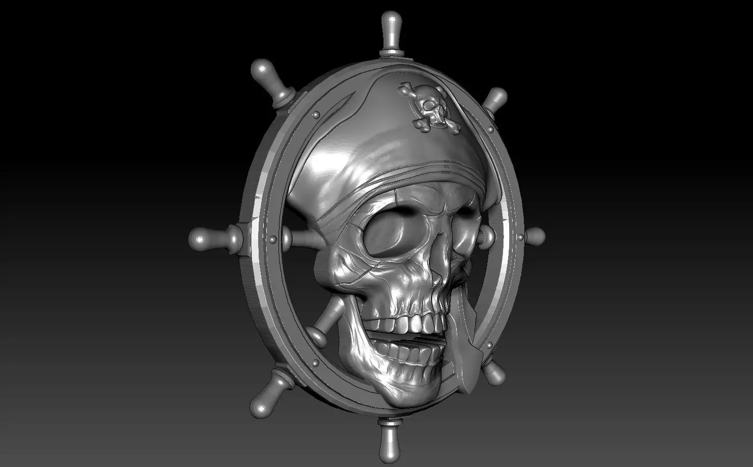 Pirate skull pendant 3D print model_6