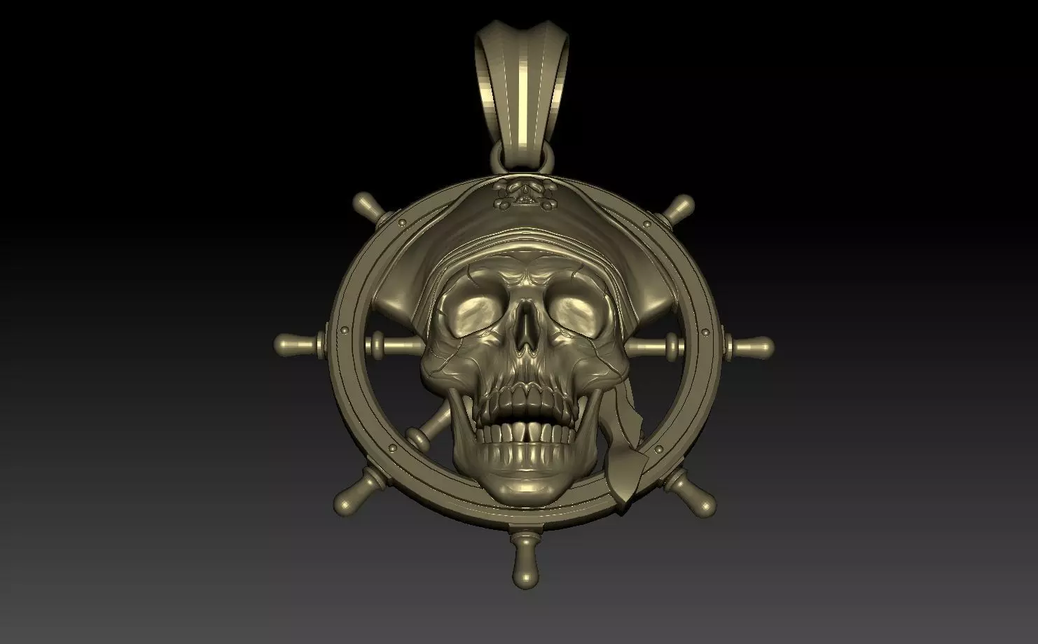 Pirate skull pendant 3D print model_3