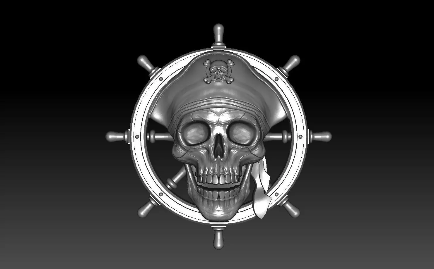 Pirate skull pendant 3D print model_4